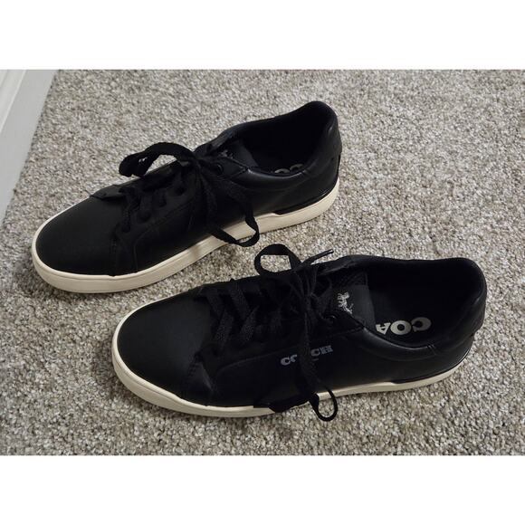 Coach Mens High Line Leather Sneakers in Black Size 7.5 main image 4